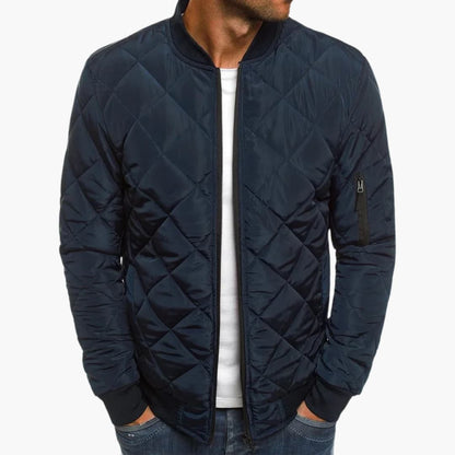 Bomber jacket with diamond pattern